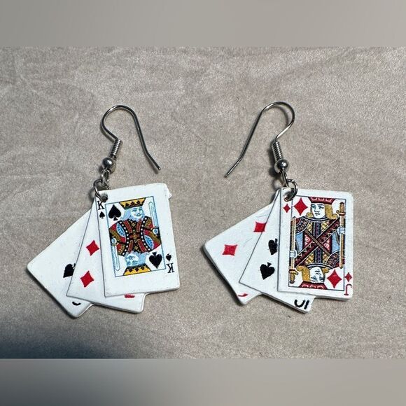 Poker Playing Cards Dangle Earrings | Fun & Unique Statement Jewelry - Picture 10 of 17